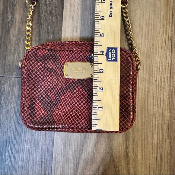 Michael Kors Hamilton Red black Python Embossed Leather‎ Crossbody Hand Bag - Picture 5 of 11